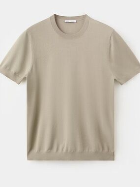 Mango Men Sand Crewneck Short Sleeve Sweater